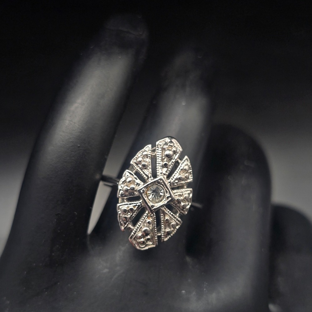 Avon Art Deco Rhinestone Ring Size 5.75 Vintage Costume Jewelry